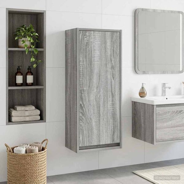 vidaXL Wandmontierte Waschbecken-Vanität Grau Sonoma 35 x 20 x 81 cm 890765