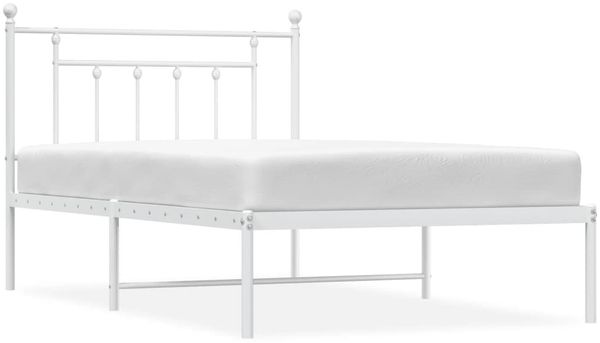Einzelbettgestell Design für Erwachsene mit Kopfteil Metall Weiß 107x203 cm d2884e