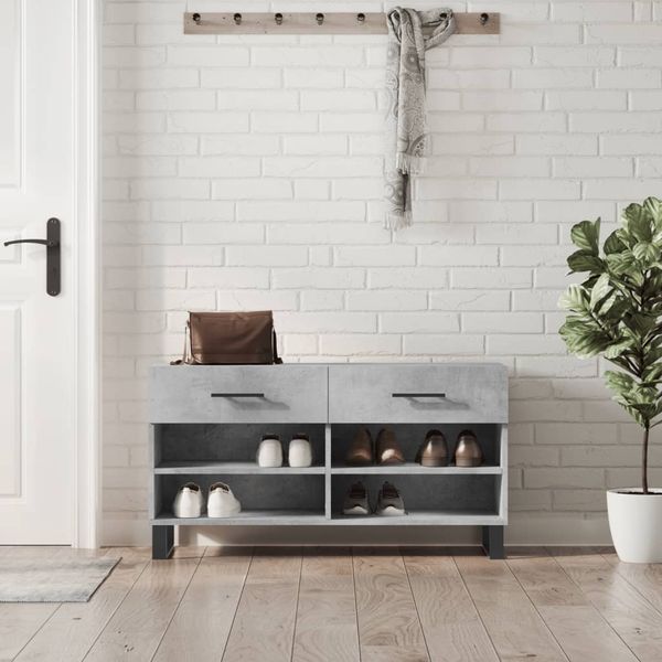 vidaXL Schuhbank Betongrau 102x35x55 cm Holzwerkstoff 829768