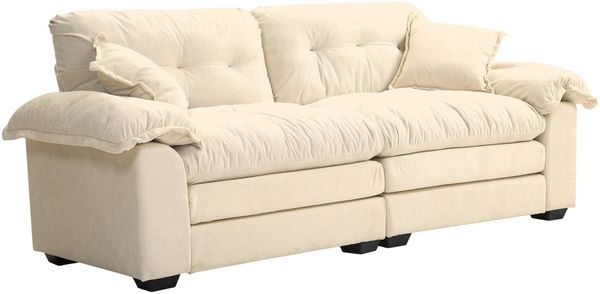 2-Sitzer Sofa B 214 x T 89 x H 93 cm aus Chenille in Beige mit tiefem Sitz Bild 4