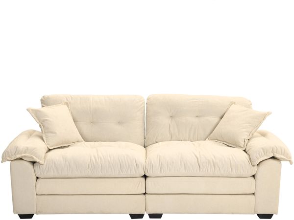2-Sitzer Sofa B 214 x T 89 x H 93 cm aus Chenille in Beige mit tiefem Sitz Bild 6