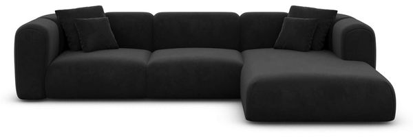 Ecksofa Venturia L Form aus Samtstoff - Samtstoff - schwarz - Rechts