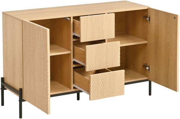 Merax Sideboard mit geometrischer Struktur, Doppeltüren, Mittlere Schublade, Viel Stauraum, Multifunktionaler Aufbewahrungsschrank für Wohn-/Esszimmer Bild 9