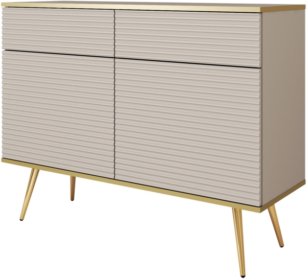 Kommode Orenate MDF KSZ107 (Farbe: Beige / Beige + Gold)