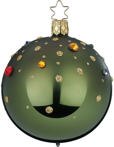 Weihnachtskugel Funkelndes Fest Ø 8cm Jagdgrün glänzend Inge-Glas Weihnachtsschmuck