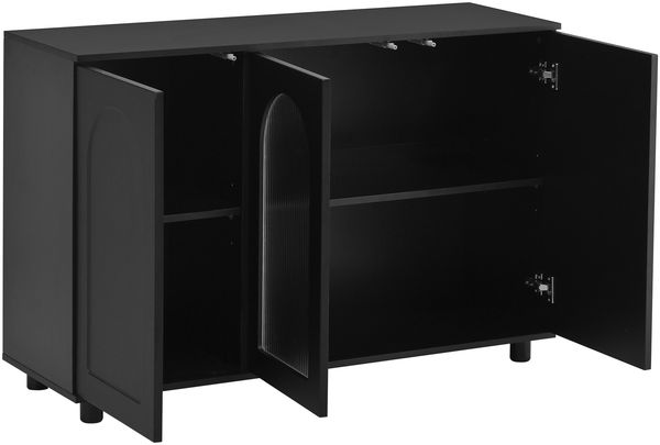 Sideboard aus MDF mit Glastür & Push-to-Open, Schwarz Bild 8