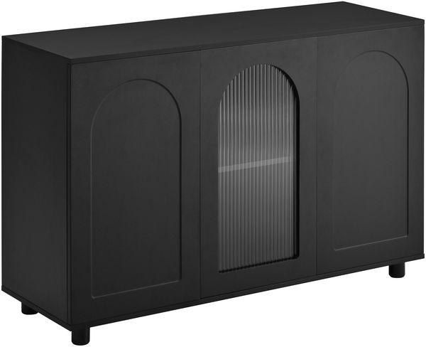 Sideboard aus MDF mit Glastür & Push-to-Open, Schwarz Bild 6