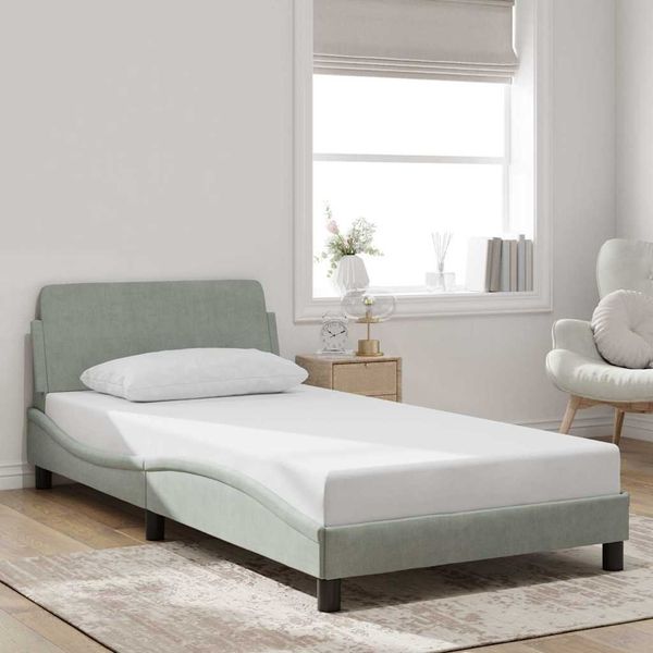 vidaXL Bettgestell "Dover" Hellgrau 100x203 cm Samt 373274