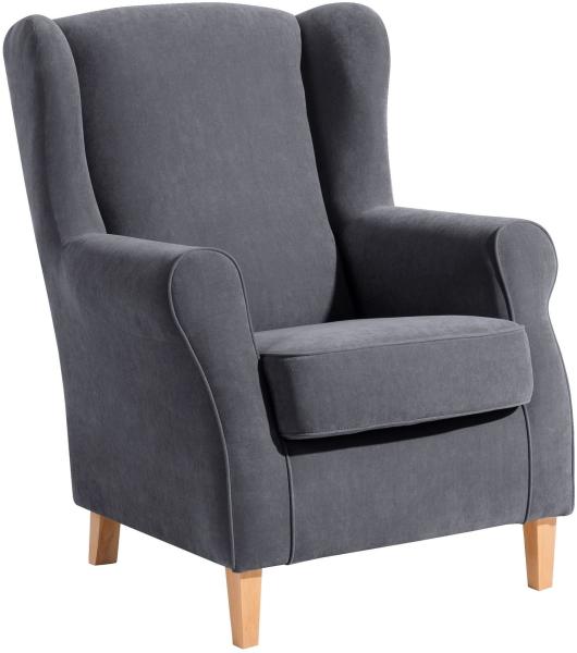 Ohrensessel Karlen Bezug Veloursstoff Buche natur / anthrazit 22049 Bild 1