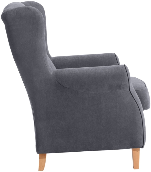 Ohrensessel Karlen Bezug Veloursstoff Buche natur / anthrazit 22049 Bild 2