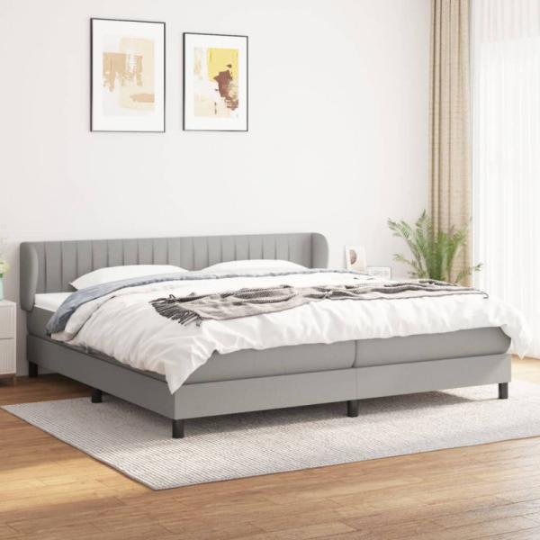 vidaXL Boxspringbett mit Matratze Hellgrau 200x200 cm Stoff, Härtegrad: H2 [3126429]