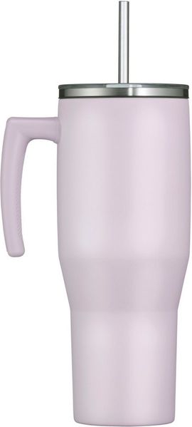 THERMOS Thermobecher REFRESHING SERIES ISOLIERTRINKBECHER mit Strohhalm, 1-tlg, Edelstahl, Kunststoff, Silikon, Titan, 1,10l, 6h heiß & 6h kalt, mit Griff