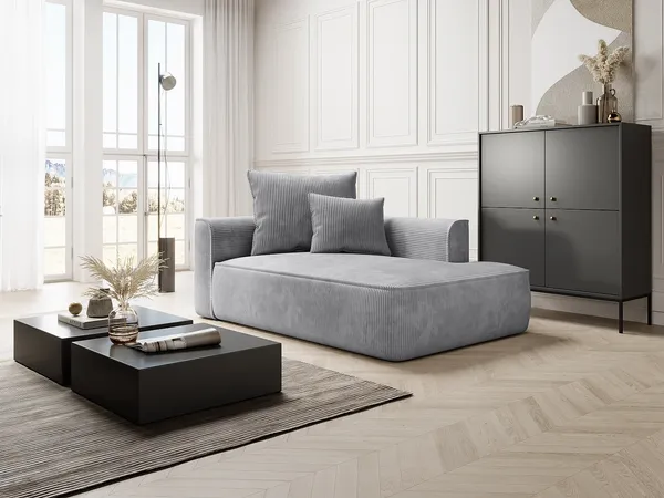 Vente-unique - PINETA Chaise longue SamtStoff Grau - B 115 cm x H 67 cm x L 180 cm