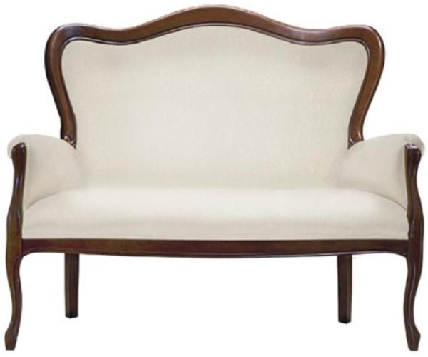 Casa Padrino Luxus Barock Sofa Cremefarben / Dunkelbraun 124x74 x H. 107 cm - Elegantes Wohnzimmer Sofa im Barockstil - Barock Wohnzimmer Möbel