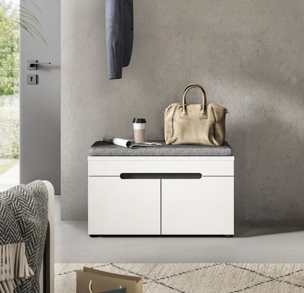 Home affaire Sitzbank REHAT, TOPSELLER!, Breite 80cm, 2 Türen, 2 Fächer inkl. Sitzkissen (2-St, in verschiedenen Farben erhältlich), Garderobenbank, Flurbank, Dielenbank, Bank mit Stauraum, Bank
