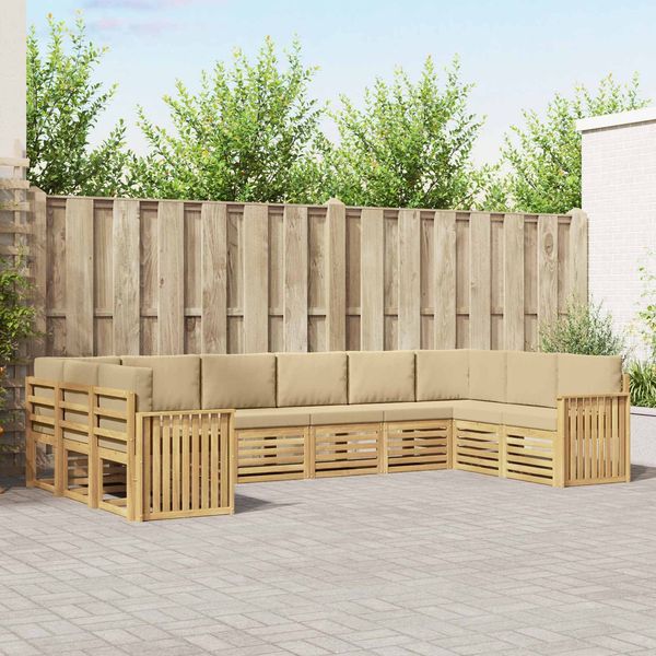 vidaXL Outdoor-Sofagarnitur 10 pcs Weiß und Beige 363 x 187,5 x 73 cm 3392583