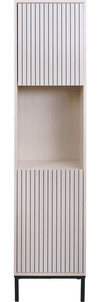 Hochschrank HWC-O42, Badschrank Badregal Badezimmer Schrankfächer Wäschekorb, MDF Melamin 174x39x30cm ~ Holzoptik beige Bild 5