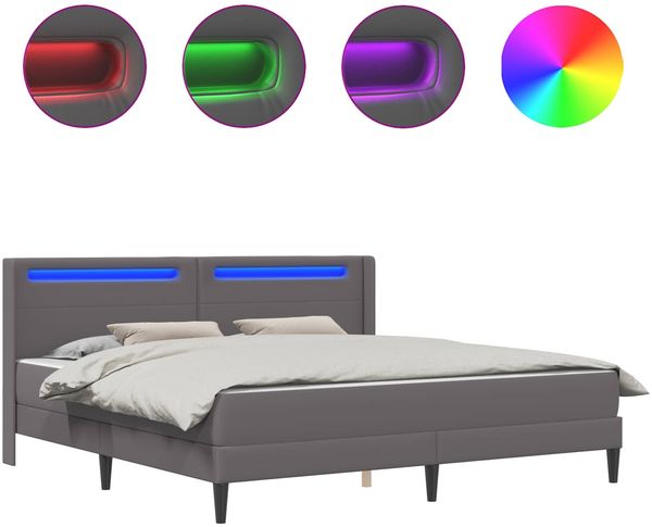 vidaXL Bettgestell mit Matratze Grau 180 x 200 cm Kunstleder 3414918 Bild 3