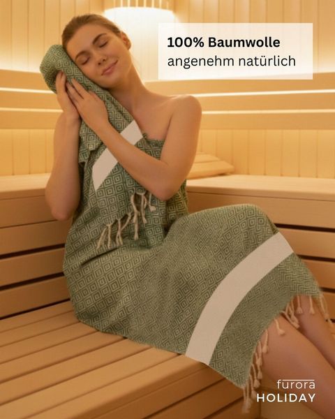 furora HOLIDAY Saunatuch Saunahandtuch Saunatuch Damen + Herren, Hamamtuch groß 100x200 XXL