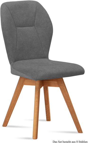 Esszimmerstuhl drehbar (8er-Set) Draga 51x92x60 Eiche geölt/Grau