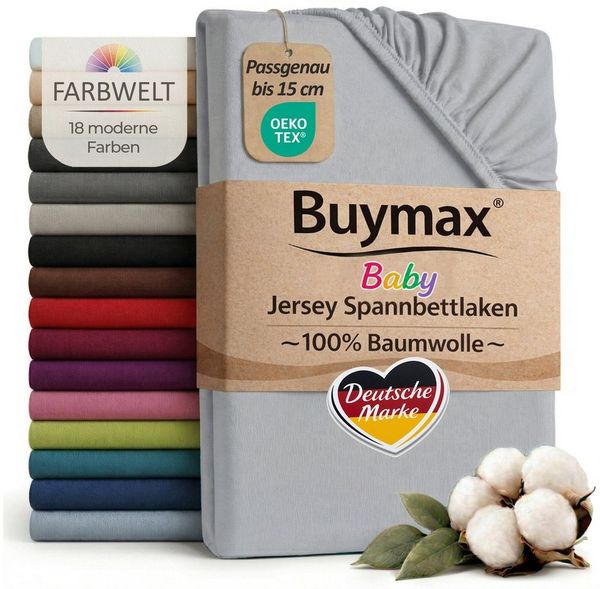 Buymax Spannbettlaken Babybett Kinderbett 60x120 cm 70x140 cm, Jersey 100% Baumwolle, Gummizug: Rundumgummi, (1 Stück), bis 15 cm Matratzenhöhe, weich, atmungsaktiv, hautfreundlich