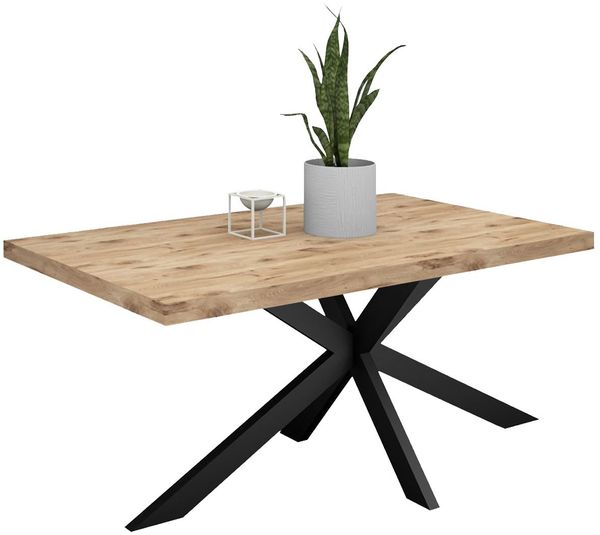 Esstisch Elgin 2 210x80x100 Metall+Holzwerkstoff Schwarz/Viking Oak