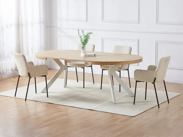 Vente-unique - KOMONI Esstisch Holz, Platte BeigeWeiß - B 120 cm x H 76 cm x L 170 cm220 cm120 cm
