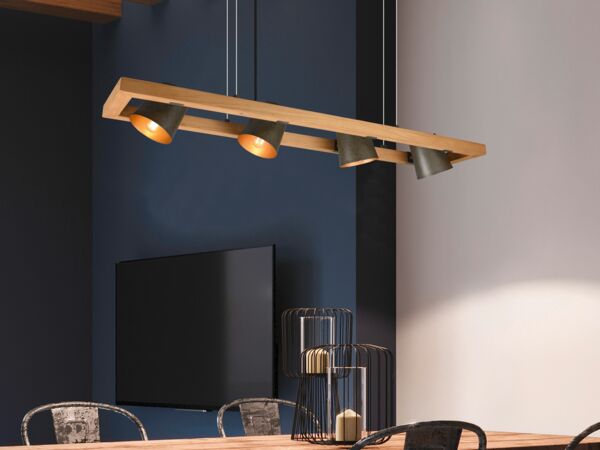 Trio 'Bell' Pendelleuchte 4-flammig, nickel antik,100 x 21 x 150 cm