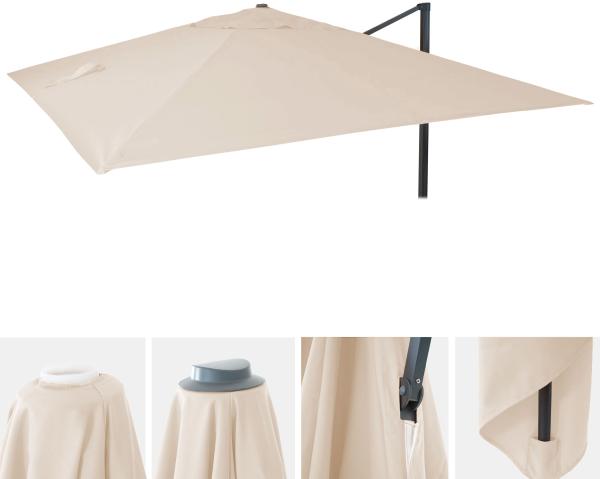 Ersatz-Bezug für Luxus-Ampelschirm HWC-A96, Sonnenschirmbezug, 3,5x3,5m (Ø4,95m) Polyester 4kg ~ creme