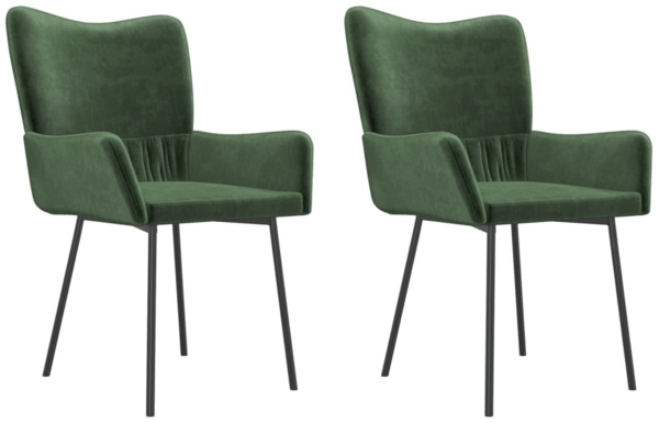 vidaXL Esszimmerstühle 2 Stk. Dunkelgrün Samt 344800