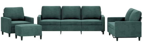 vidaXL 4-tlg. Sofagarnitur mit Kissen Dunkelgrün Samt 3201488