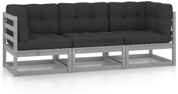 vidaXL 3-Sitzer-Gartensofa mit Kissen Kiefer Massivholz 3076371