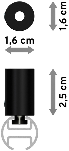 Innenlauf-Gardinenstangen-Set Sonius Santo 140 cm, 1-läufig, 20 mm Ø Schwarz Bild 2