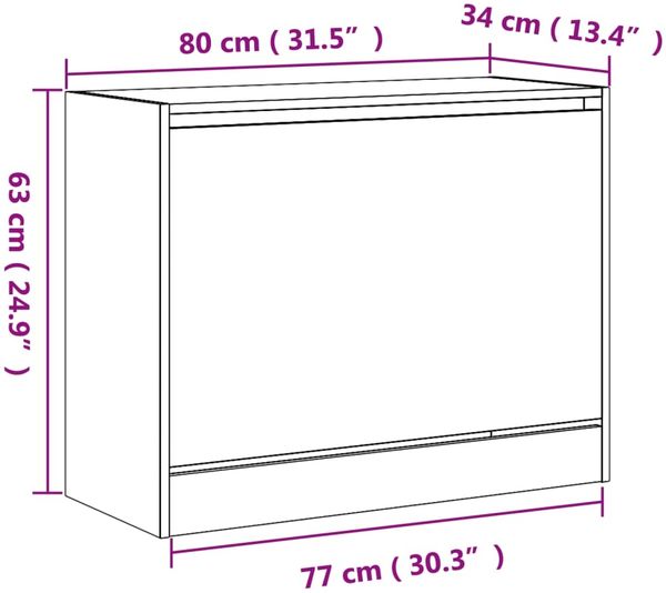 vidaXL Schuhschrank Betongrau 80x34x63 cm Holzwerkstoff 839962 Bild 9