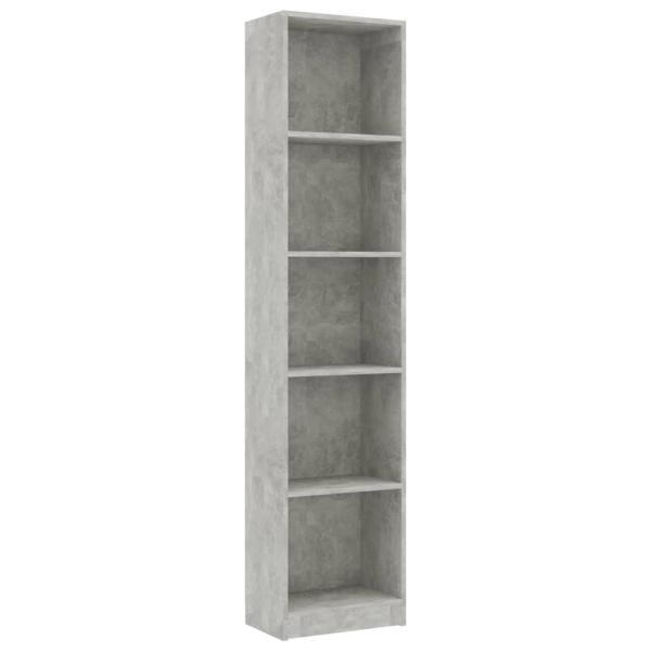 vidaXL Bücherregal 5 Fächer Betongrau 40x24x175 cm Holzwerkstoff 800850