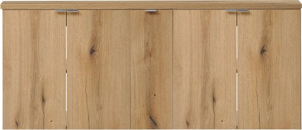 Doppelwaschtisch Skelbolu 140x60x40 cm mit 5 Türen Eiche [en. casa]