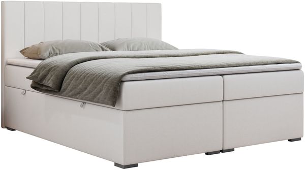 Boxspringbett, Matratze und Topper, zwei Bettkästen - LOPE - 120x200cm - Weiß Kunstleder - H4 Bild 3