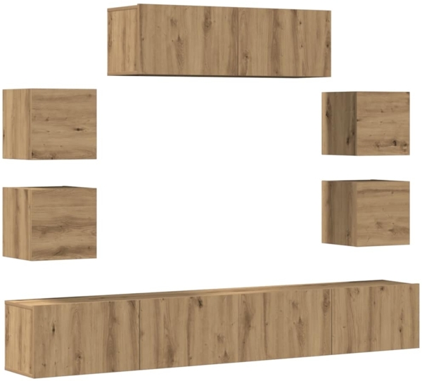 vidaXL 7-tlg. TV-Schrank-Set Wandmontage Artisan-Eiche Holzwerkstoff 3329016
