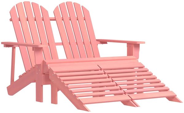 vidaXL Adirondack-Gartenbank 2-Sitzer mit Fußteil Tannenholz Rosa 315917