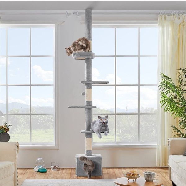 Yaheetech Kratzbaum 226-265,5 cm (H), Kletterbaum Katzenbaum deckenhoch, höhenverstellbar