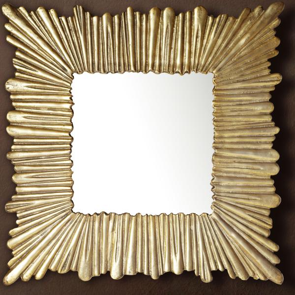 FineBuy Wandspiegel 75x75 cm Metall Design Hängespiegel Gold, Aluminium Dekospiegel Quadratisch mit Rahmen, Spiegel Wand Groß, Flurspiegel Garderobenspiegel Modern Gold