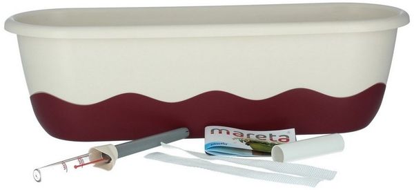 PLASTIA Blumenkasten Mareta 60 weiß rot mit Erdbewässerung