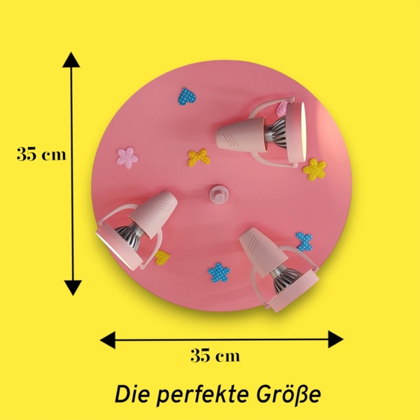 Coole Deckenlampe Natur Motive für Kinderzimmer 3 flammig schwenkbar Rosa Ø 35cm Bild 2
