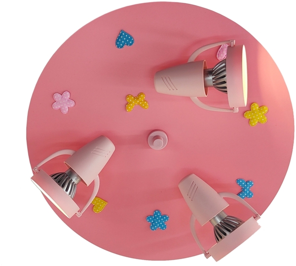 Coole Deckenlampe Natur Motive für Kinderzimmer 3 flammig schwenkbar Rosa Ø 35cm Bild 3