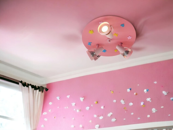 Coole Deckenlampe Natur Motive für Kinderzimmer 3 flammig schwenkbar Rosa Ø 35cm Bild 4