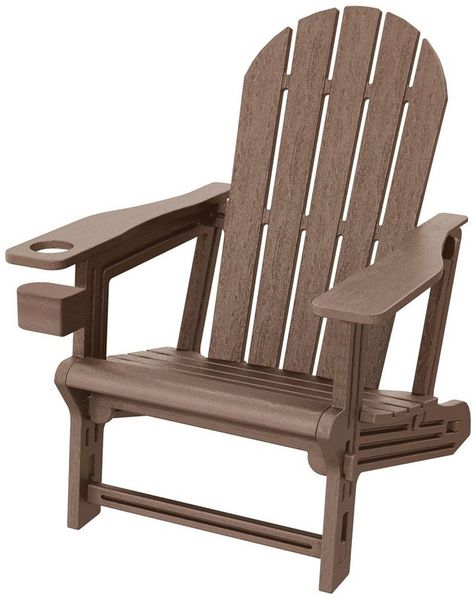 ML-DESIGN Gartenstuhl Adirondack Stuhl Kunststoff-Holzoptik Loungestuhl mit Getränkehalter, Gartensessel bis 180kg wetterfest Loungesessel für Garten & Terrasse