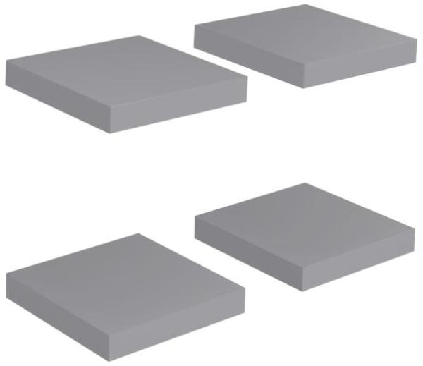 vidaXL Schweberegale 4 Stk. Grau 23x23,5x3,8 cm MDF 323846