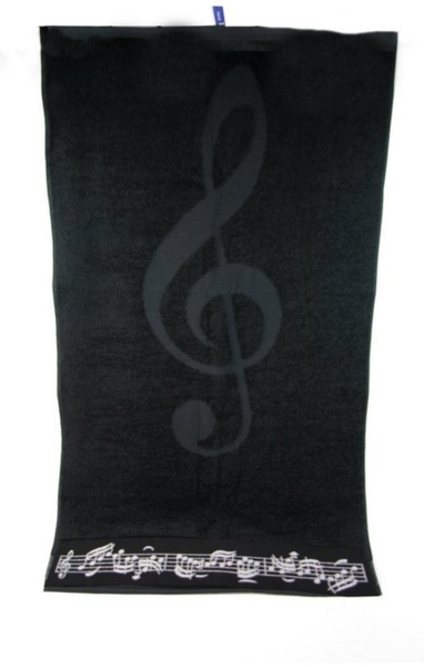frottana Duschtuch, Baumwolle (1-St), schwarzes Duschtuch mit Notenbordüre und Violinschlüssel