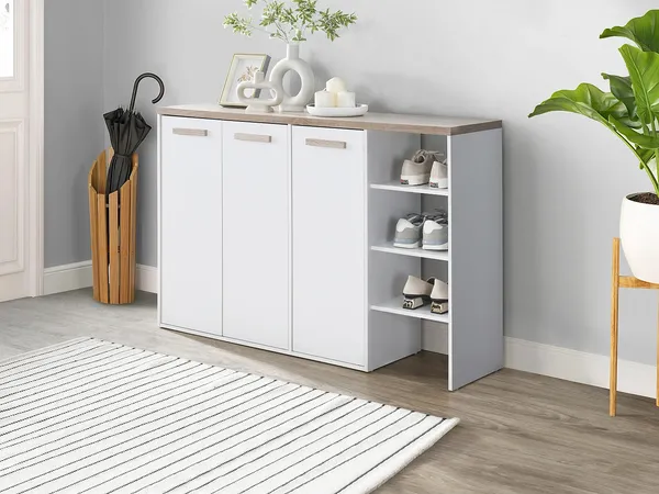 Vente-unique - SKAIDO Ordnungshelfer Holz, Platte BeigeWeiß - B 30 cm x H 80 cm x L 120 cm