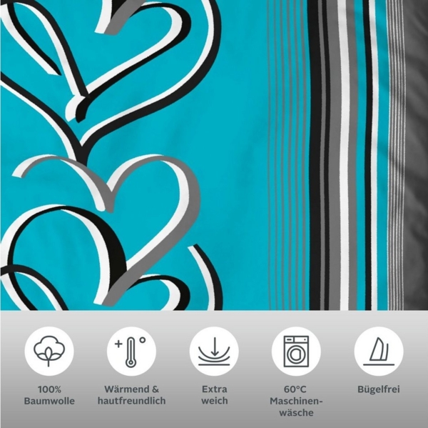 my home Bettwäsche Area in Gr. 135x200 oder 155x220 cm, Biber, 2 teilig, Bettwäsche in verschiedenen Qualitäten Bild 2